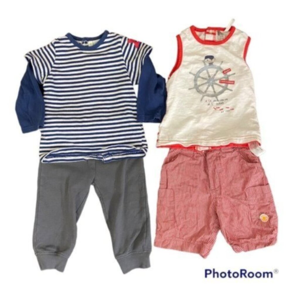 Disney Stripe Shirt, Carter’s Pants, Orchestra Baby Tank/Shorts. Size 9M.